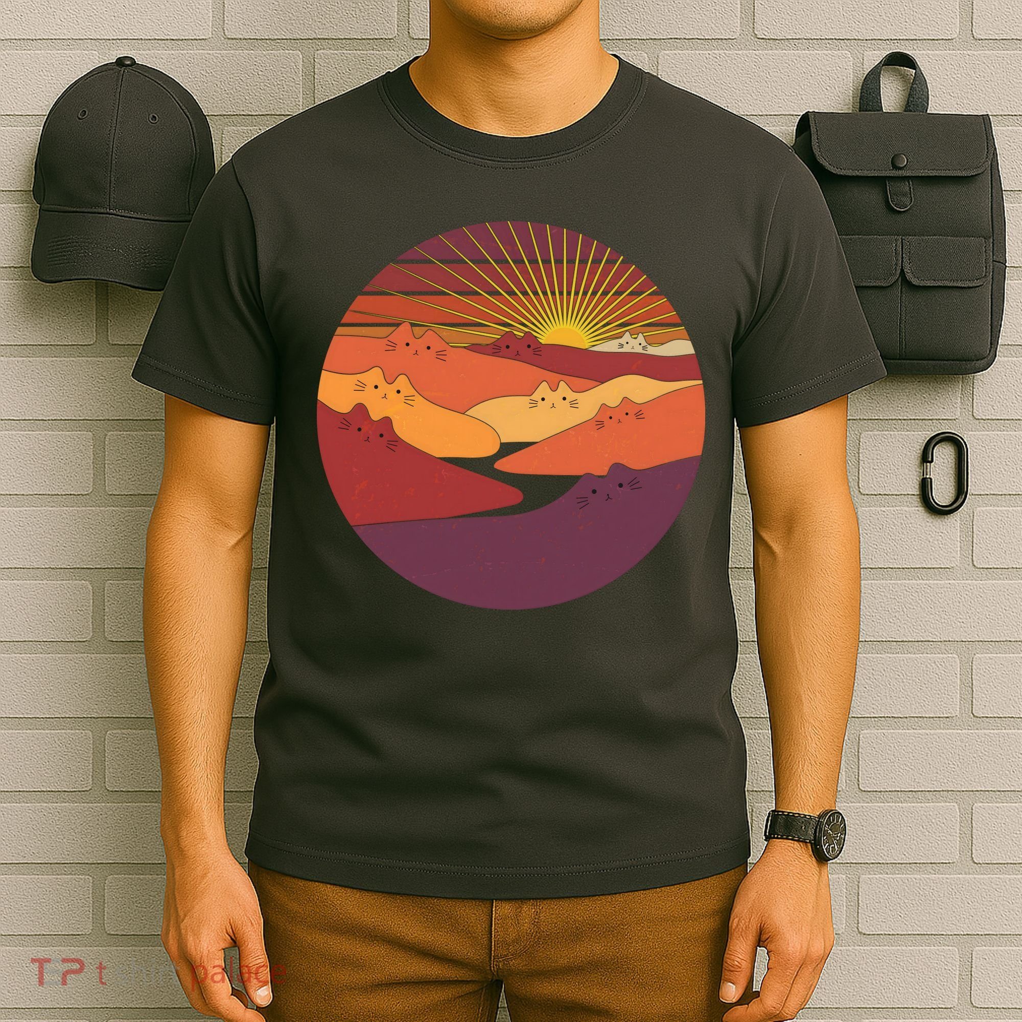 Funny Vintage Meowntains Cat Mountains T-Shirt