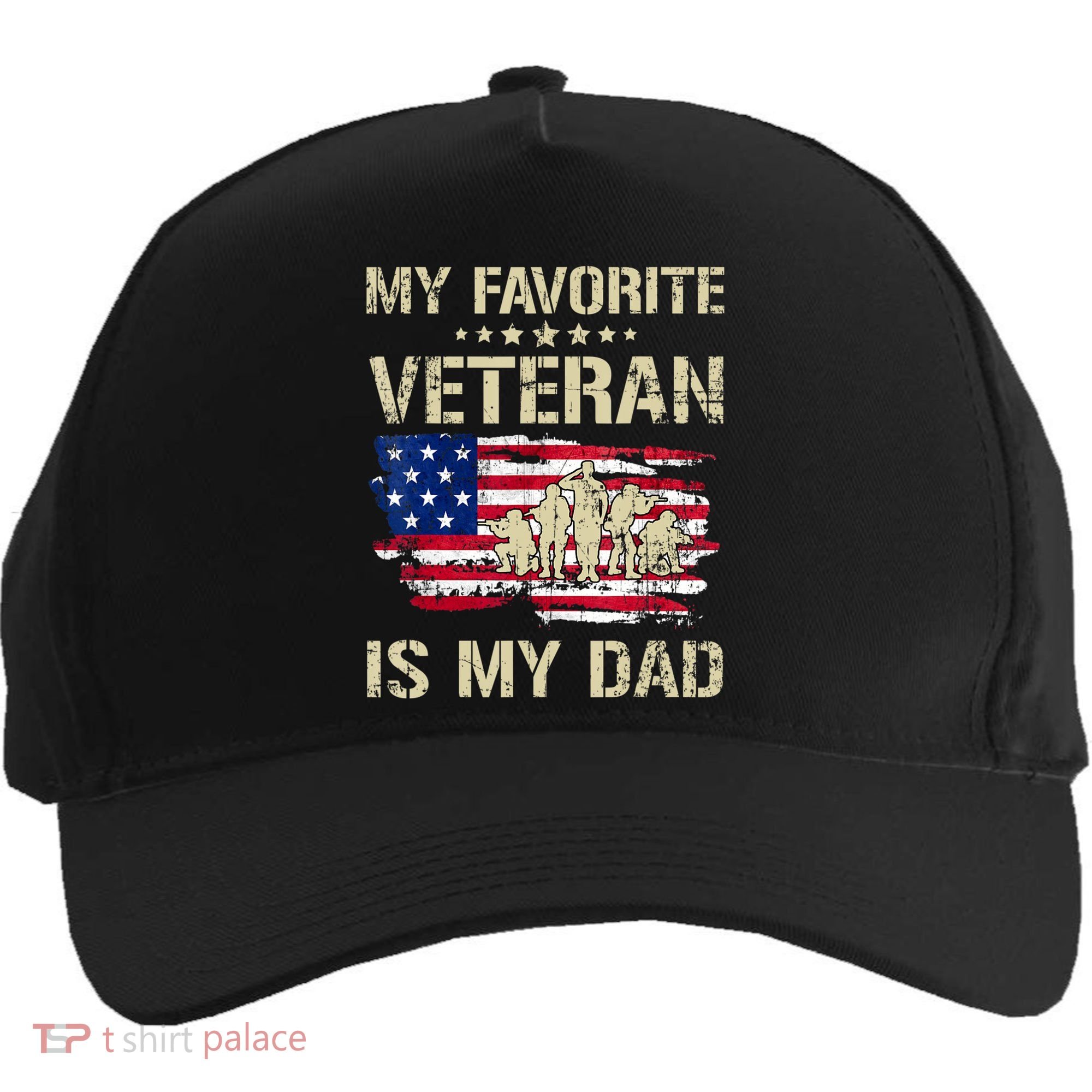 Father Veterans My Favorite Veteran Is My Dad Us Flag Five-Panel Snapback Cap