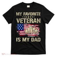 Father Veterans My Favorite Veteran Is My Dad Us Flag T-Shirt thumb 0