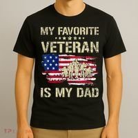 Father Veterans My Favorite Veteran Is My Dad Us Flag T-Shirt thumb 3