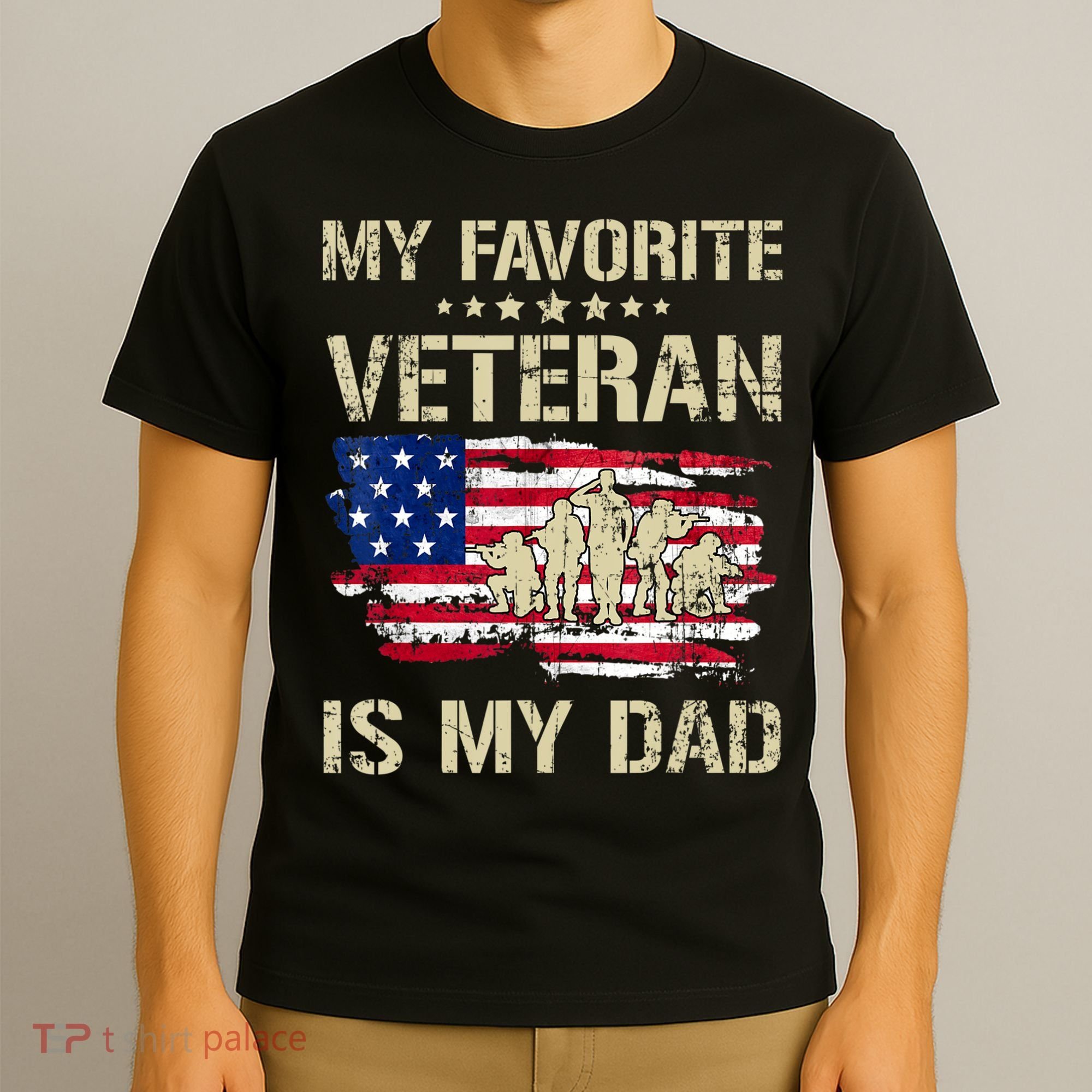 Father Veterans My Favorite Veteran Is My Dad Us Flag T-Shirt