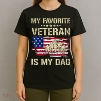 Father Veterans My Favorite Veteran Is My Dad Us Flag T-Shirt thumb 4