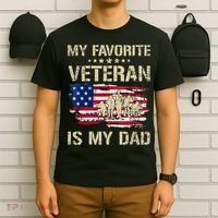 Father Veterans My Favorite Veteran Is My Dad Us Flag T-Shirt thumb 6