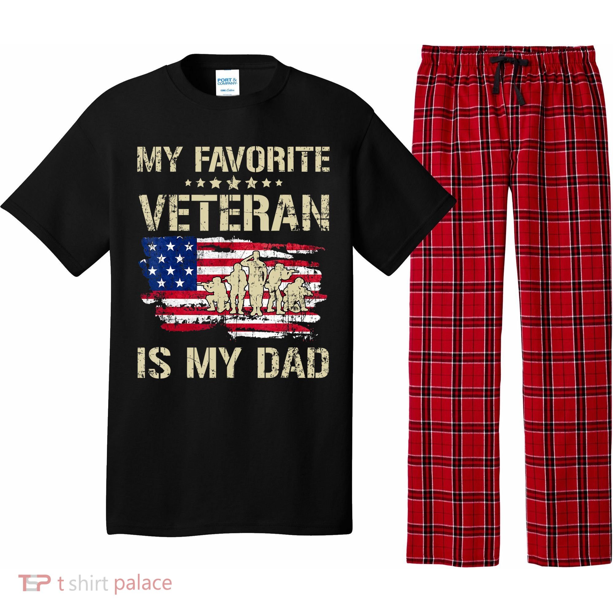 Father Veterans My Favorite Veteran Is My Dad Us Flag Pajama Set