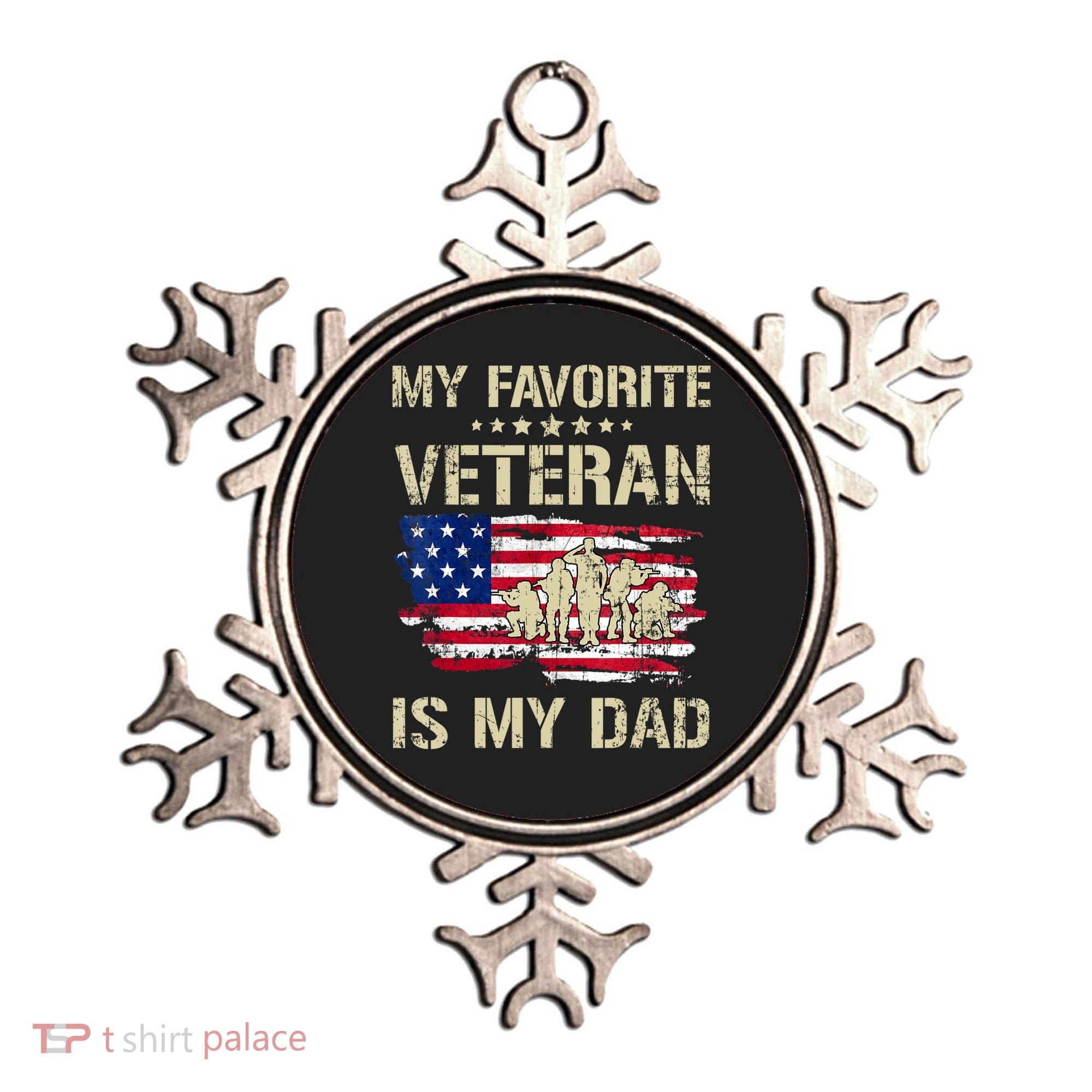 Father Veterans My Favorite Veteran Is My Dad Us Flag Ornament