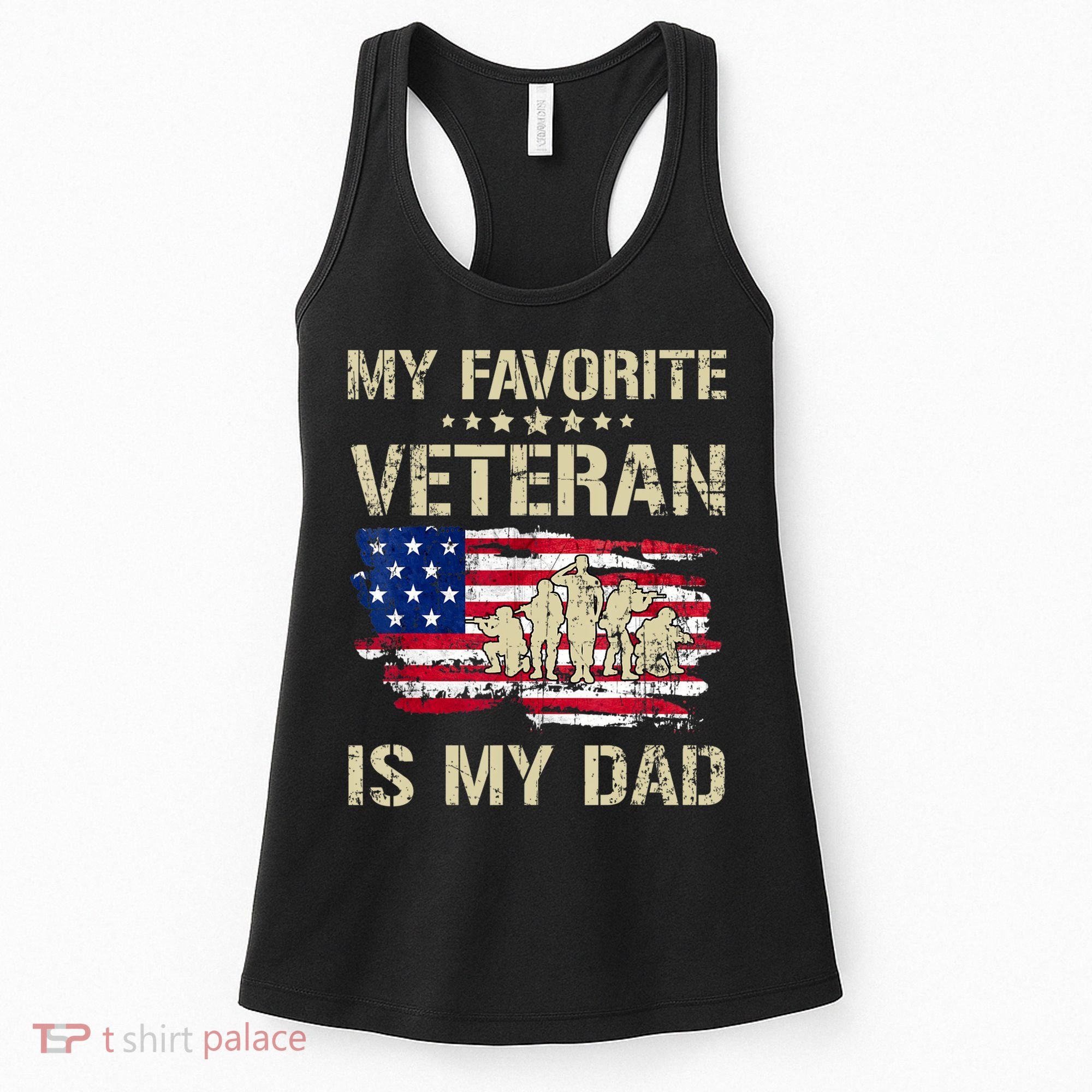 Father Veterans My Favorite Veteran Is My Dad Us Flag Women's Tank Top