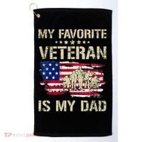 Father Veterans My Favorite Veteran Is My Dad Us Flag Golf Towel thumb 0