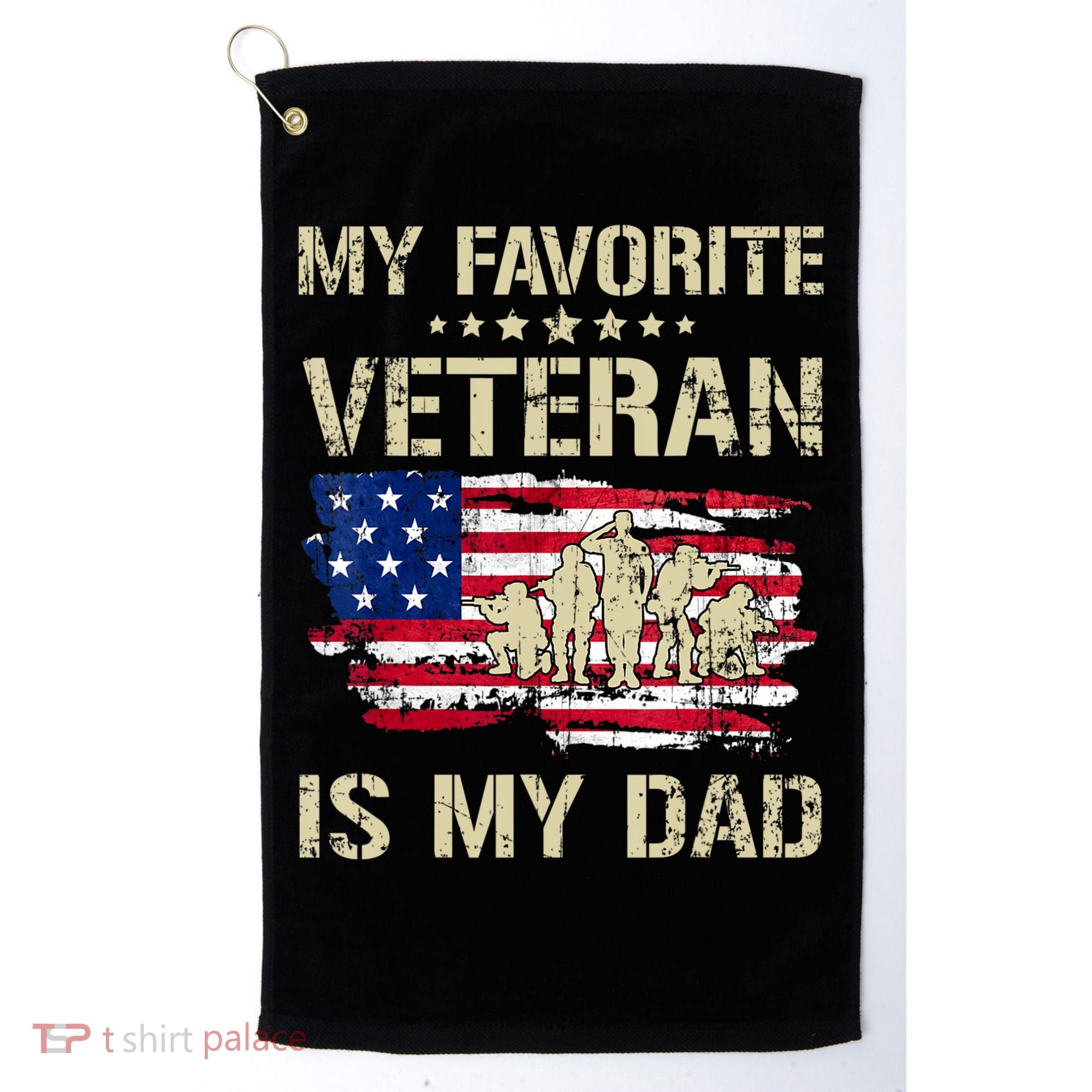 Father Veterans My Favorite Veteran Is My Dad Us Flag Golf Towel