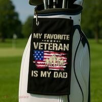 Father Veterans My Favorite Veteran Is My Dad Us Flag Golf Towel thumb 2