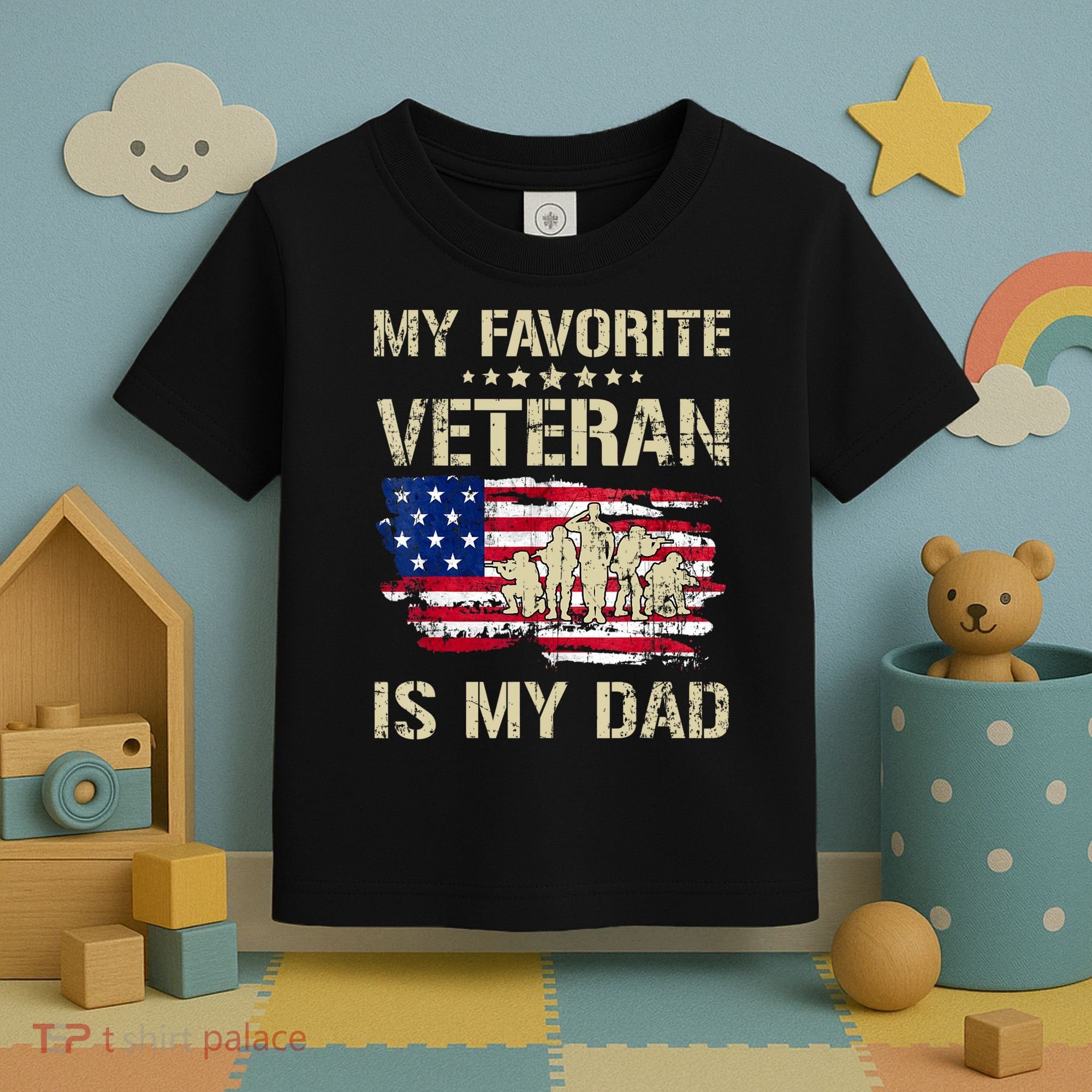 Father Veterans My Favorite Veteran Is My Dad Us Flag Toddler T-Shirt