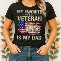 Father Veterans My Favorite Veteran Is My Dad Us Flag Women's T-Shirt thumb 2