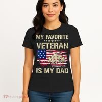 Father Veterans My Favorite Veteran Is My Dad Us Flag Women's T-Shirt thumb 4