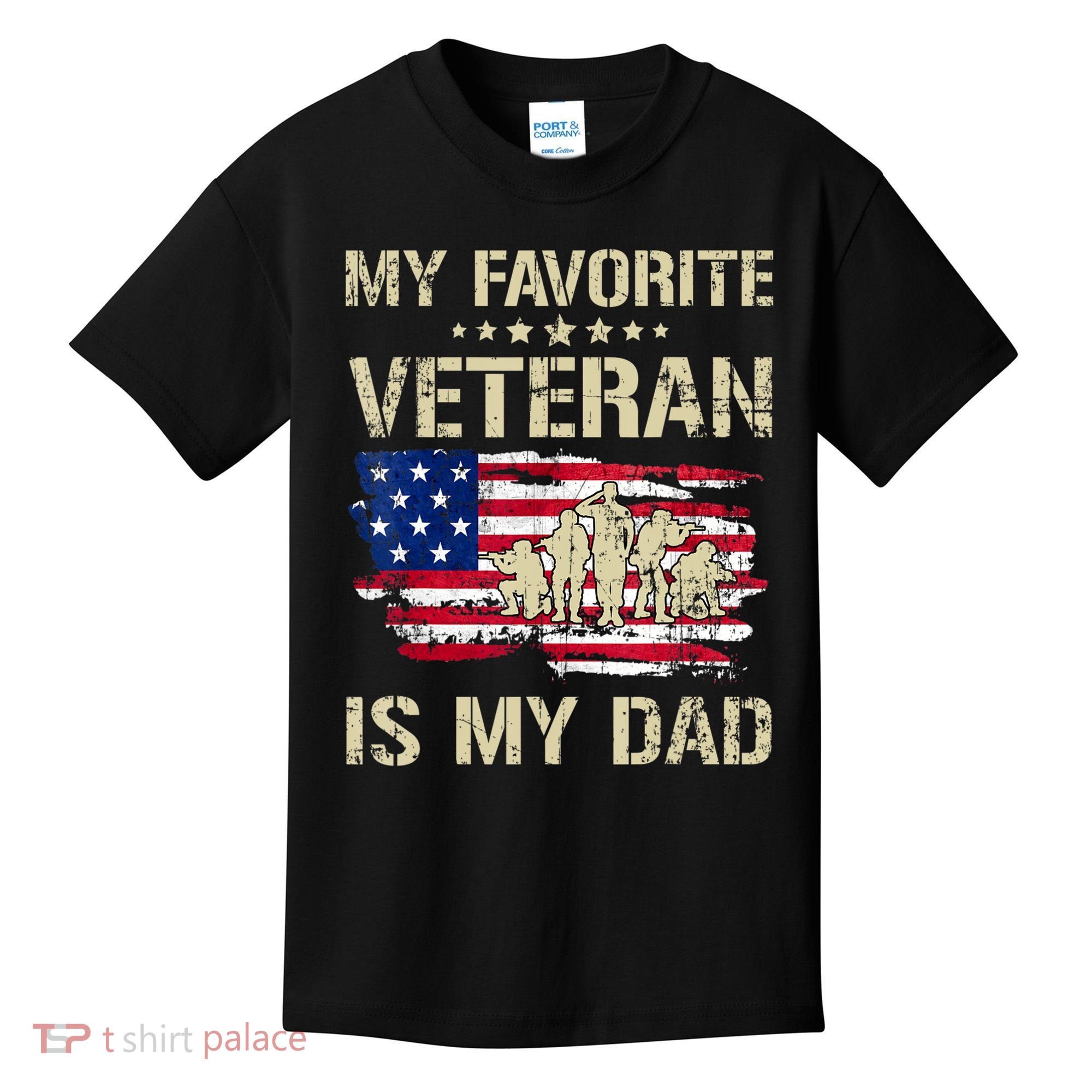 Father Veterans My Favorite Veteran Is My Dad Us Flag Kids T-Shirt