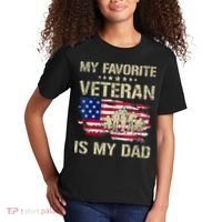 Father Veterans My Favorite Veteran Is My Dad Us Flag Kids T-Shirt thumb 2