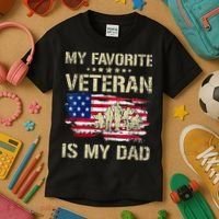 Father Veterans My Favorite Veteran Is My Dad Us Flag Kids T-Shirt thumb 3
