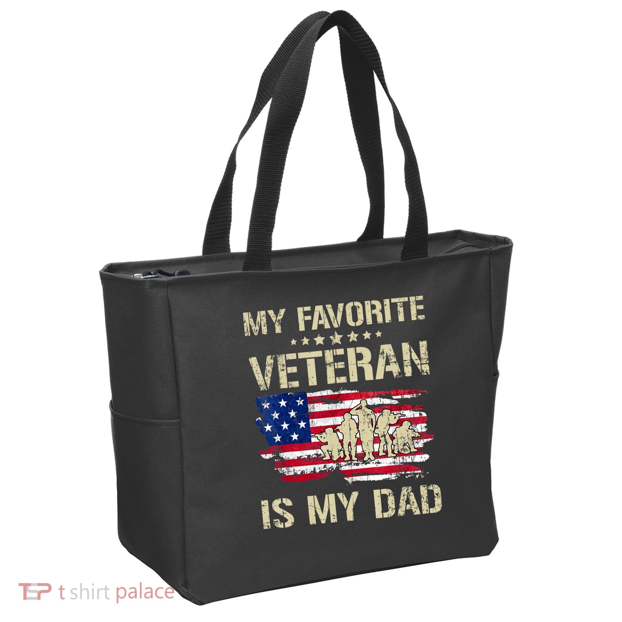 Father Veterans My Favorite Veteran Is My Dad Us Flag Tote Bag