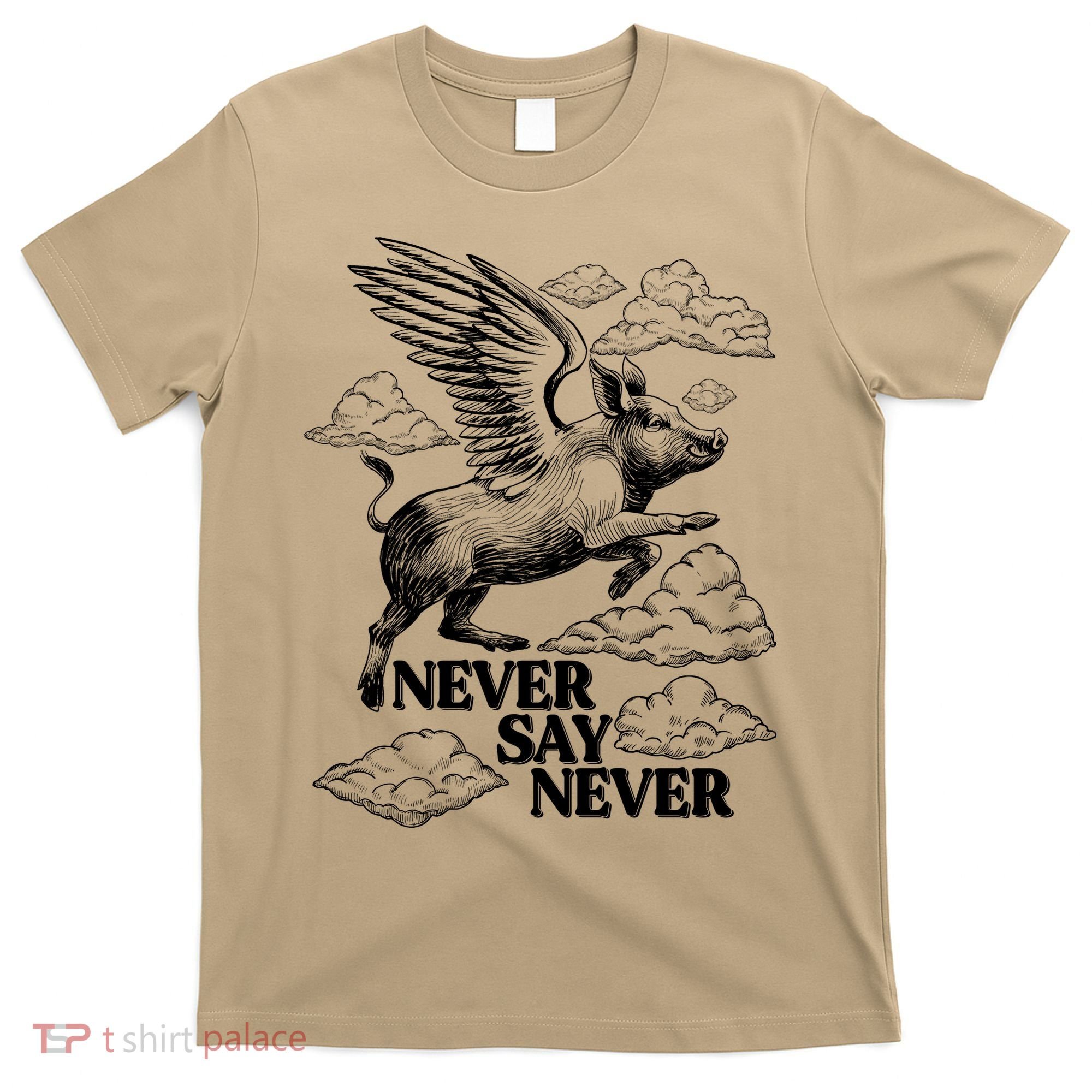 Funny Vintage Never Say Never When Pigs Fly T-Shirt
