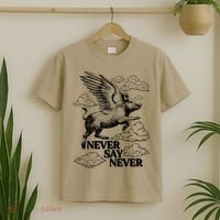 Funny Vintage Never Say Never When Pigs Fly T-Shirt thumb 2