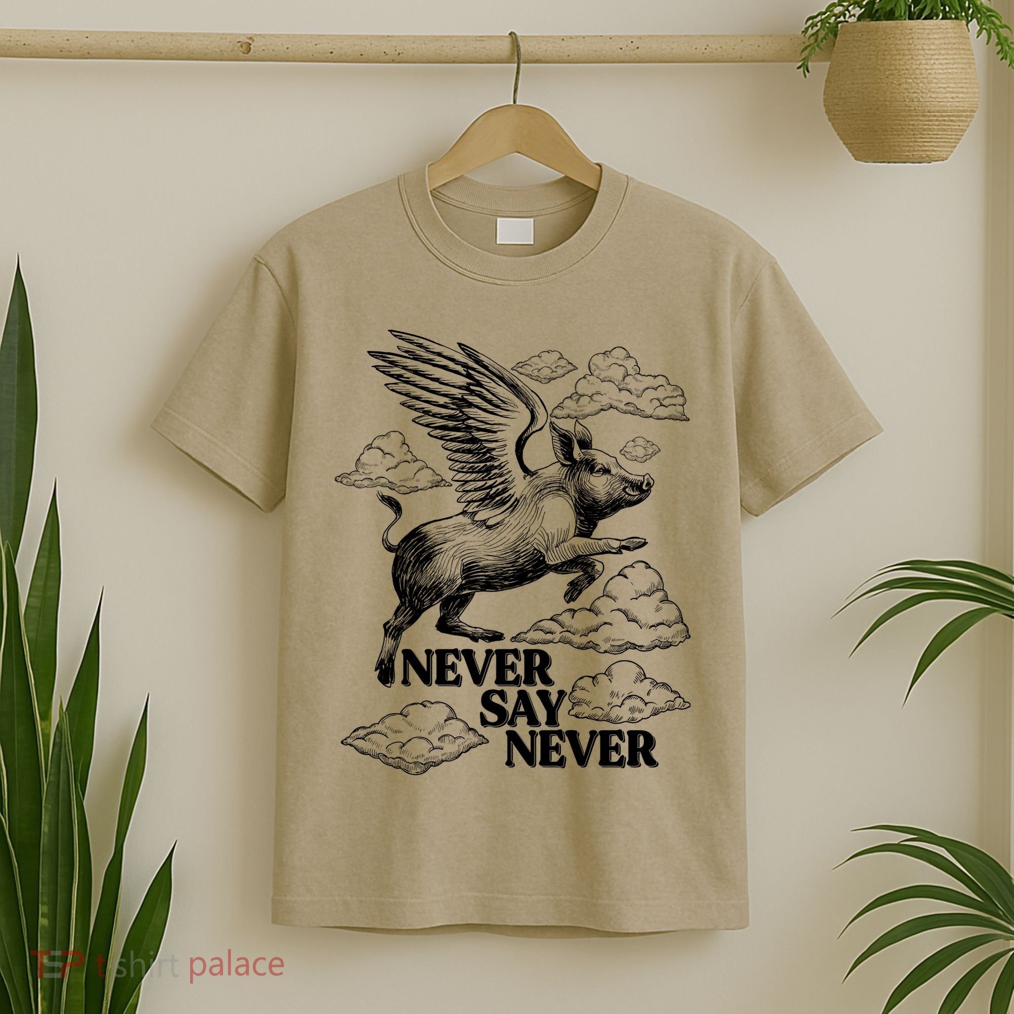 Funny Vintage Never Say Never When Pigs Fly T-Shirt