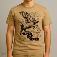 Funny Vintage Never Say Never When Pigs Fly T-Shirt thumb 3
