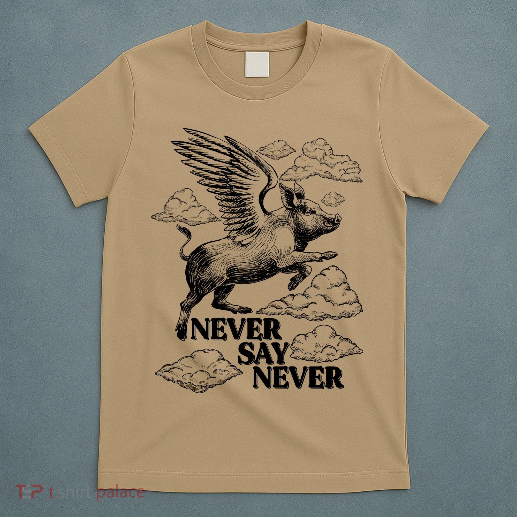 Funny Vintage Never Say Never When Pigs Fly T-Shirt