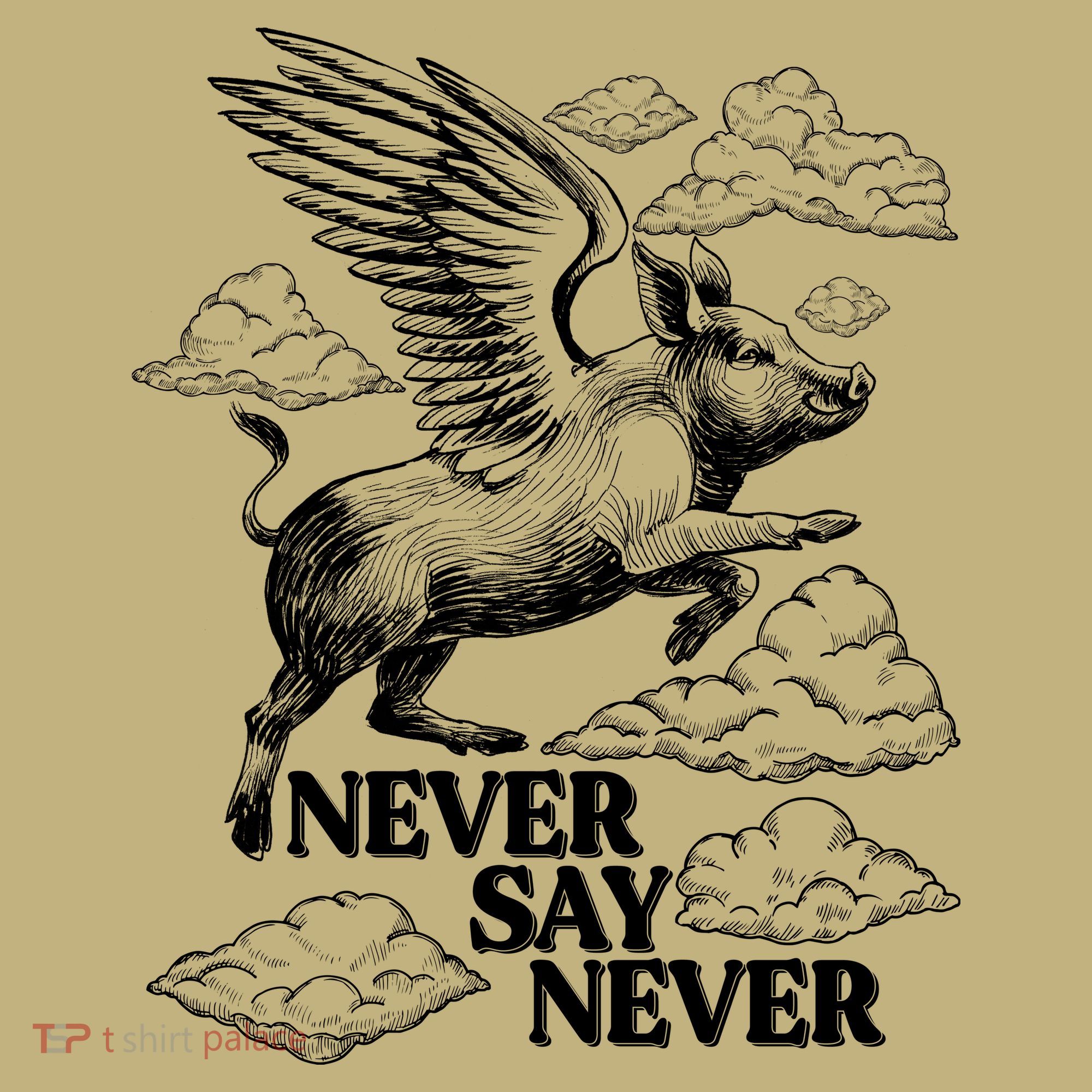 Funny Vintage Never Say Never When Pigs Fly T-Shirt