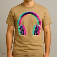 Funny Vintage Neon Headphones T-Shirt thumb 3