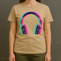 Funny Vintage Neon Headphones T-Shirt thumb 4