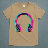Funny Vintage Neon Headphones T-Shirt thumb 5