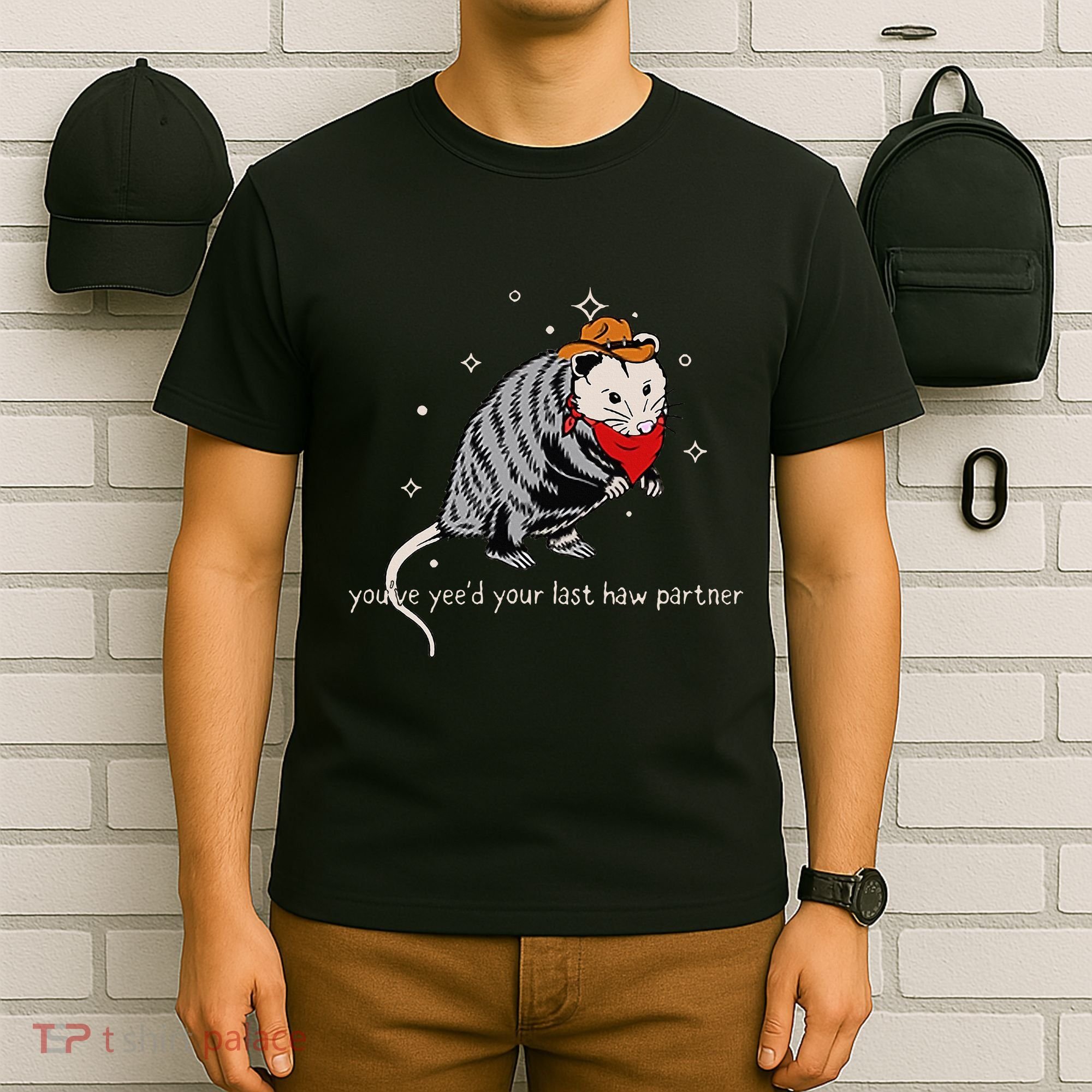 Funny Vintage Opossum Cowboy Hat Western Possum Lover T-Shirt