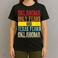 Funny Vintage Oklahoma Only Fears God Texas Fears Oklahoma T-Shirt thumb 4