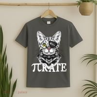 Funny Vintage Pi Day 314 PiRate Pirate Cat T-Shirt thumb 2
