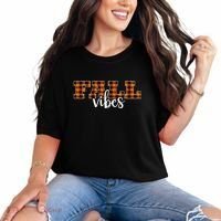 Fall Vibes Plaid October Comfort Colors T-Shirt thumb 0