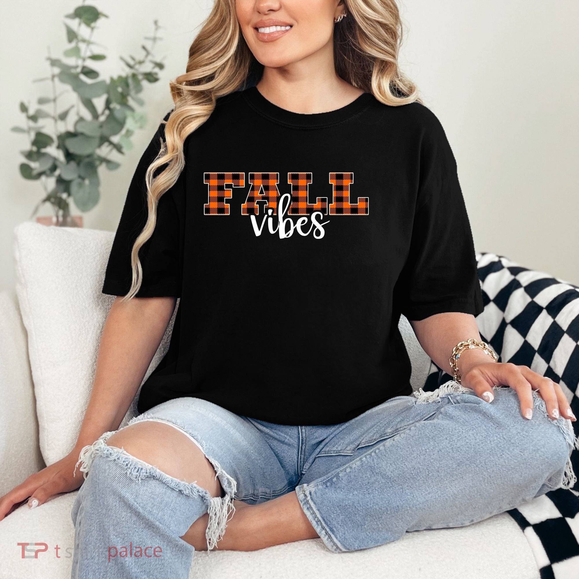Fall Vibes Plaid October Comfort Colors T-Shirt