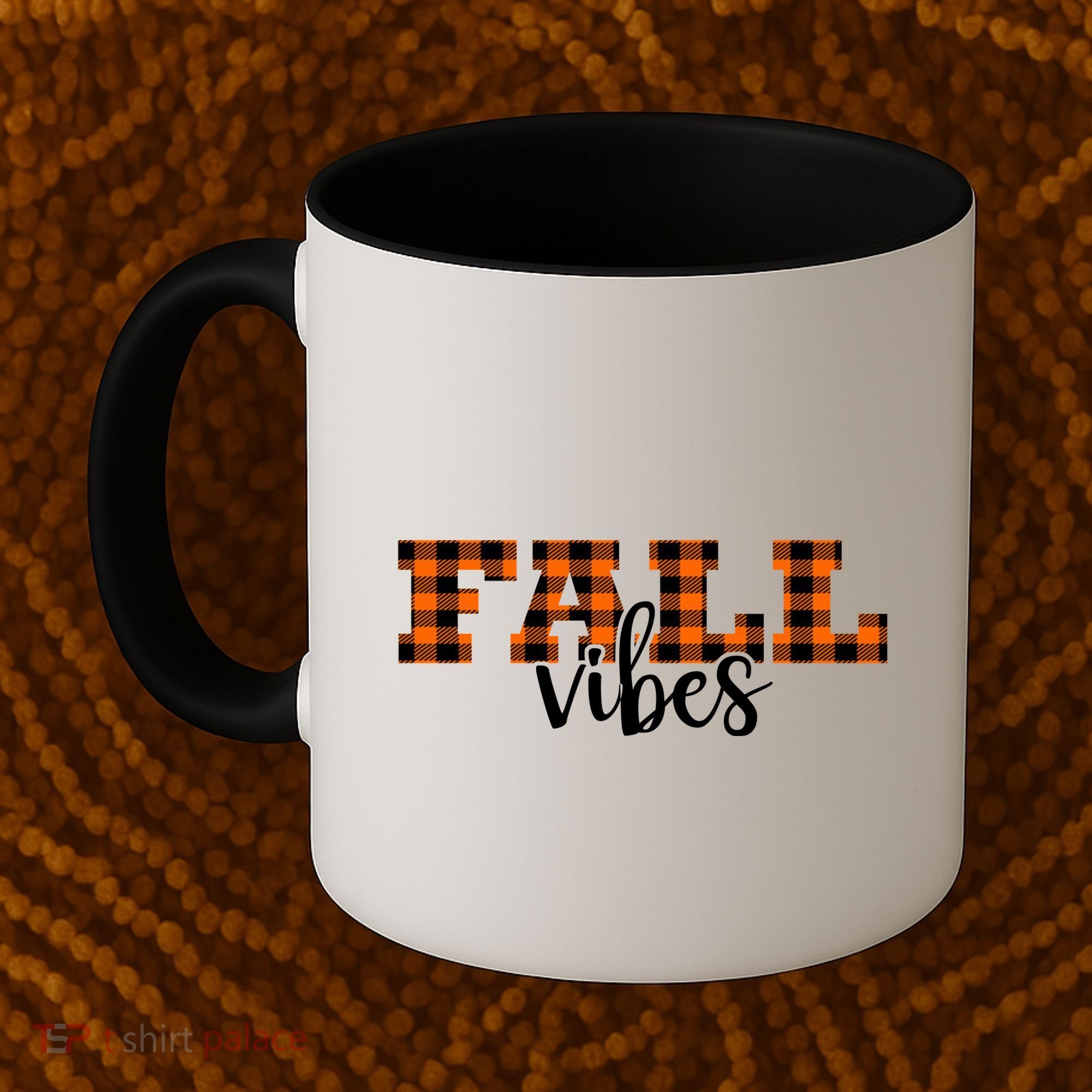 Fall Vibes Plaid October Coffee Mug