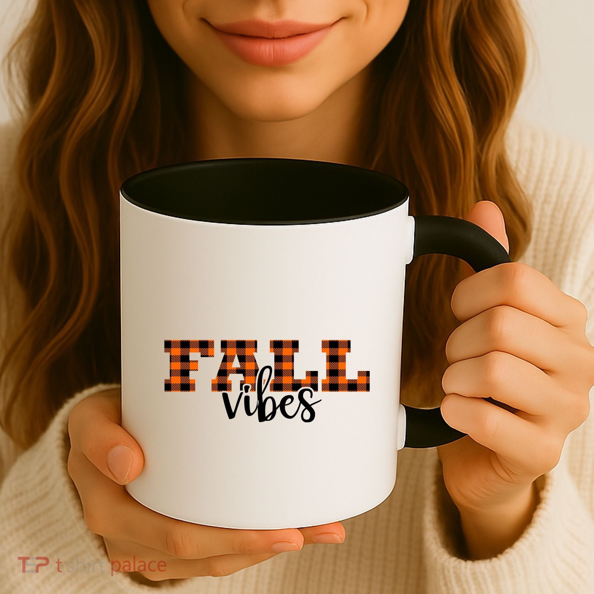 Fall Vibes Plaid October Coffee Mug