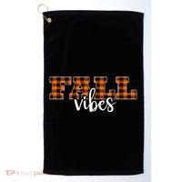 Fall Vibes Plaid October Golf Towel thumb 0