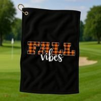 Fall Vibes Plaid October Golf Towel thumb 1