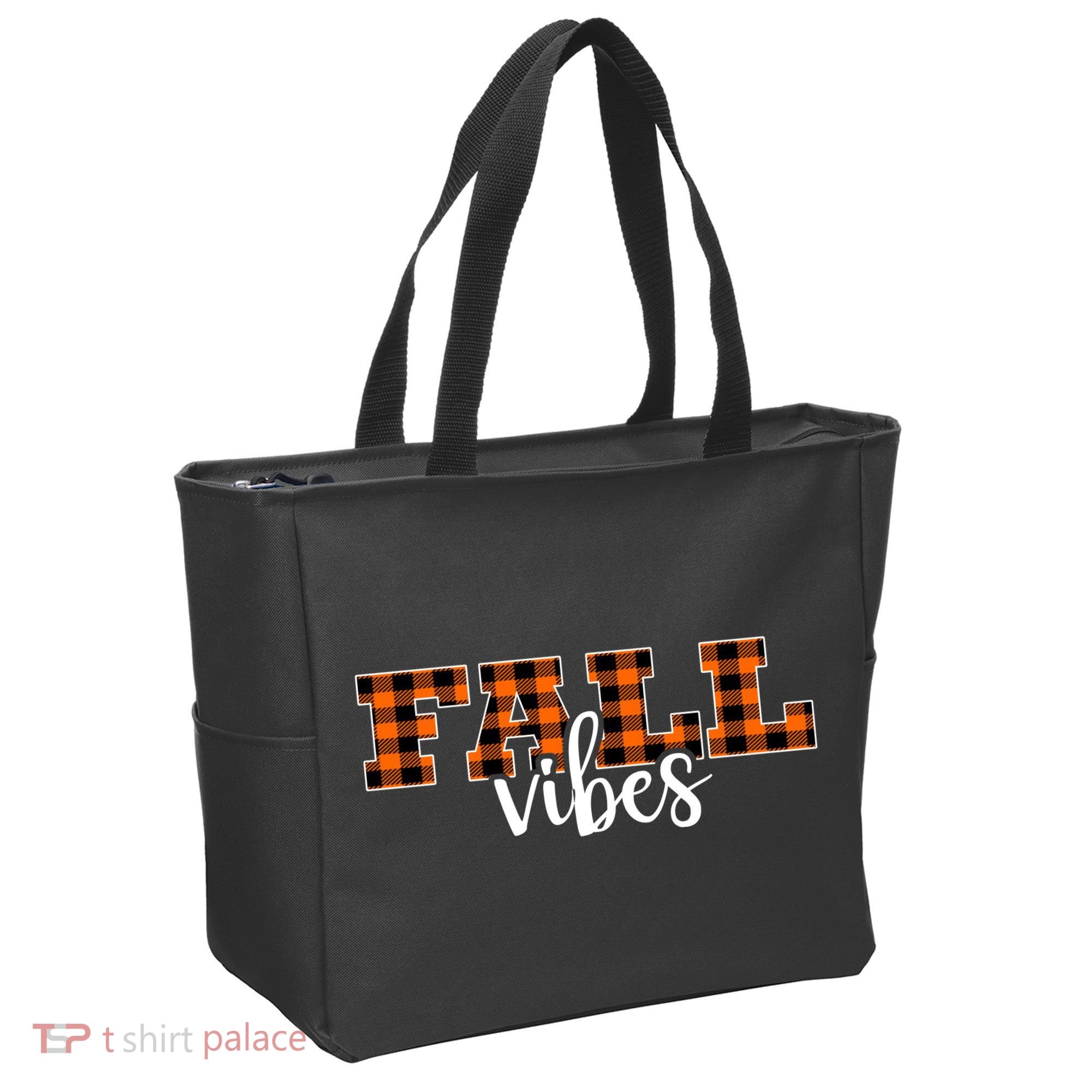 Fall Vibes Plaid October Tote Bag