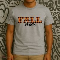 Fall Vibes Plaid October T-Shirt thumb 3