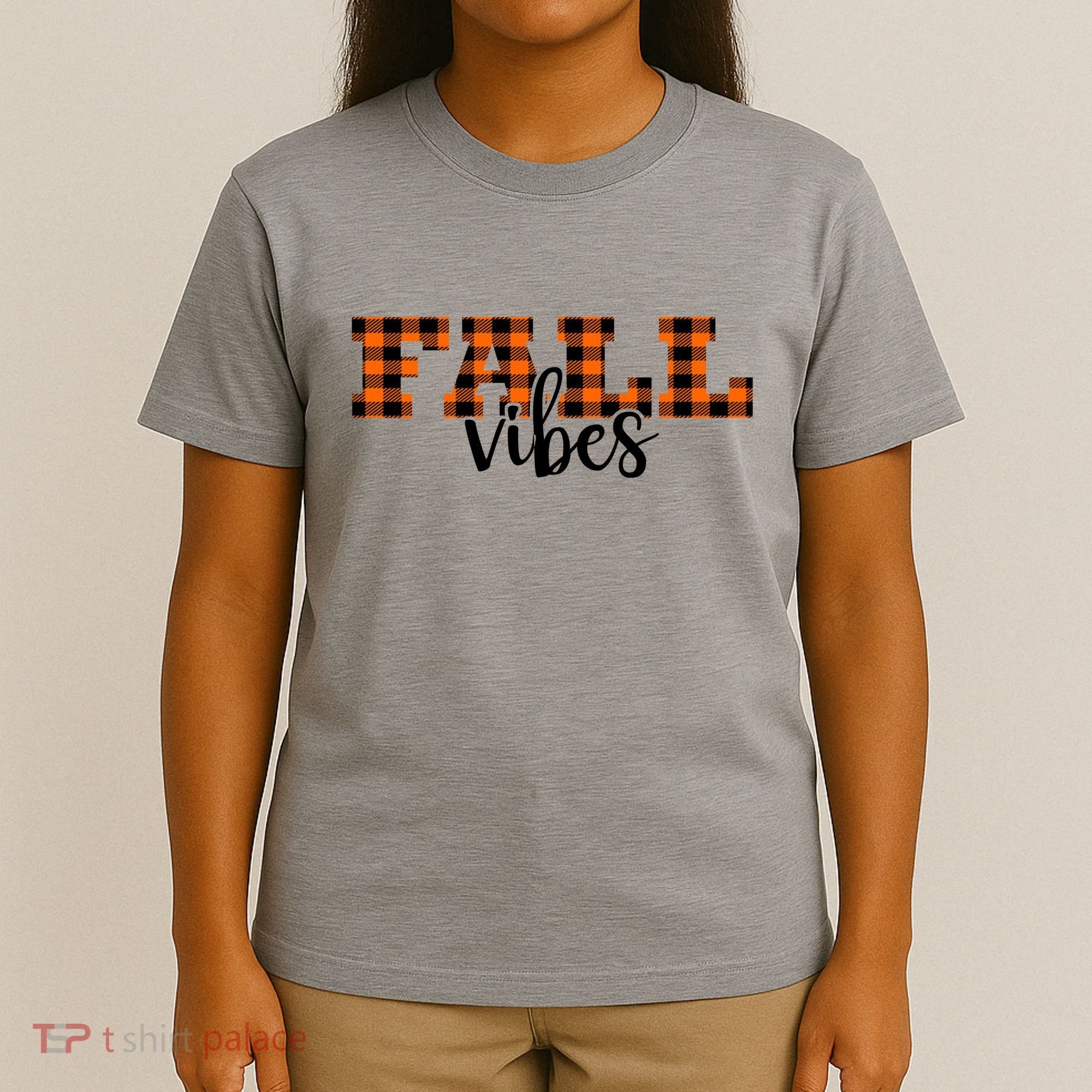 Fall Vibes Plaid October T-Shirt