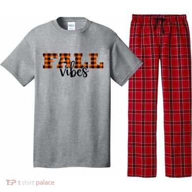 Fall Vibes Plaid October Pajama Set