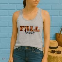 Fall Vibes Plaid October Women's Tank Top thumb 2