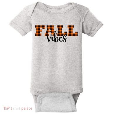 Fall Vibes Plaid October Baby Bodysuit