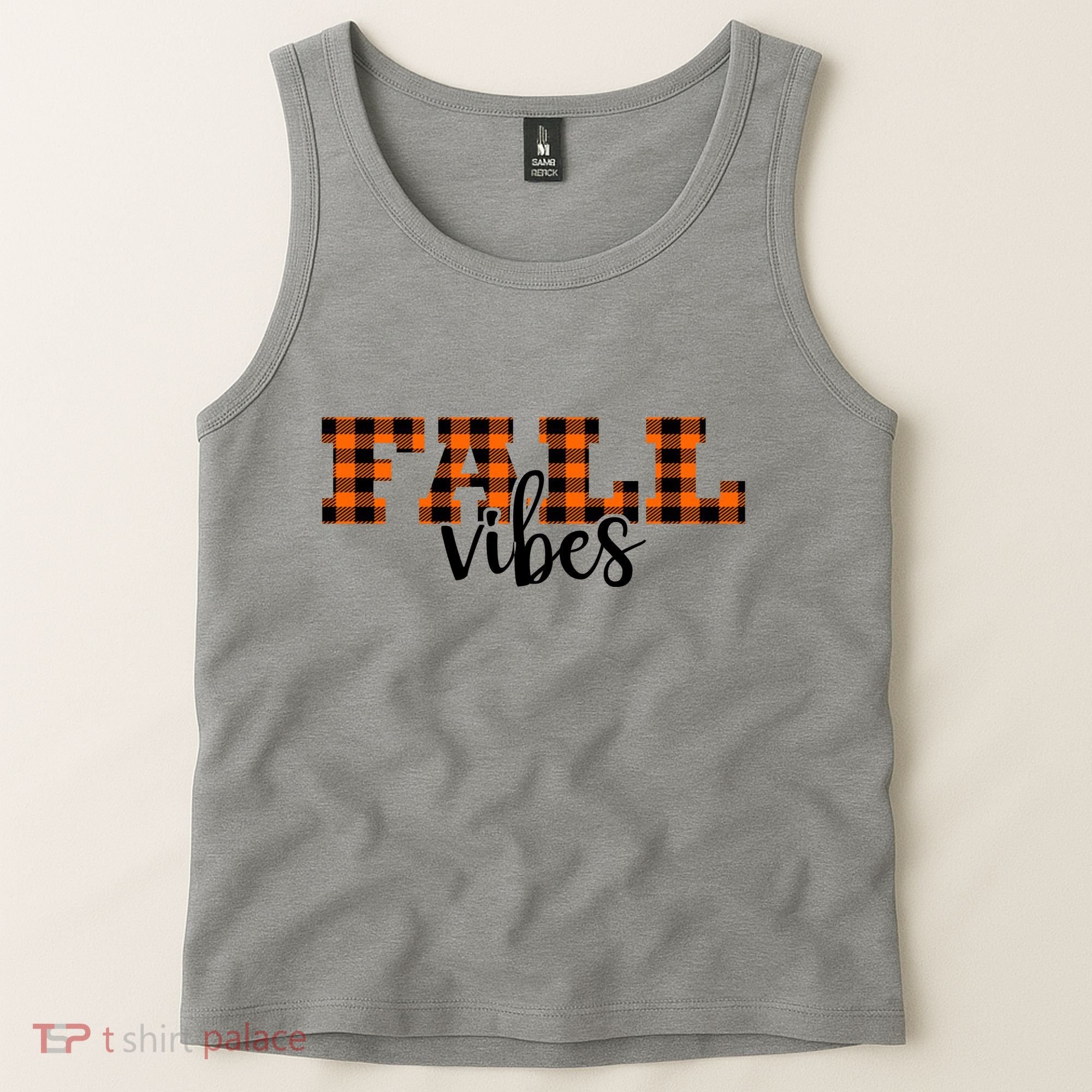 Fall Vibes Plaid October Tank Top