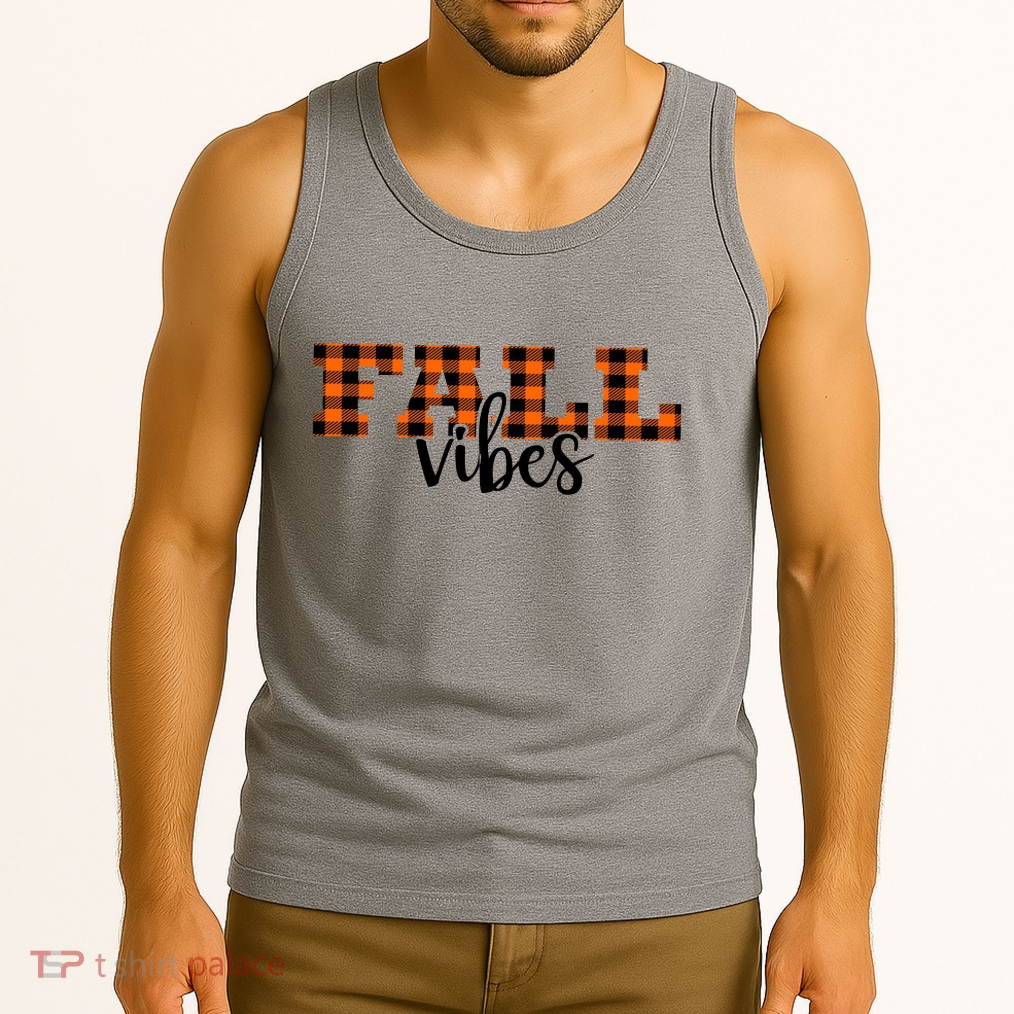 Fall Vibes Plaid October Tank Top