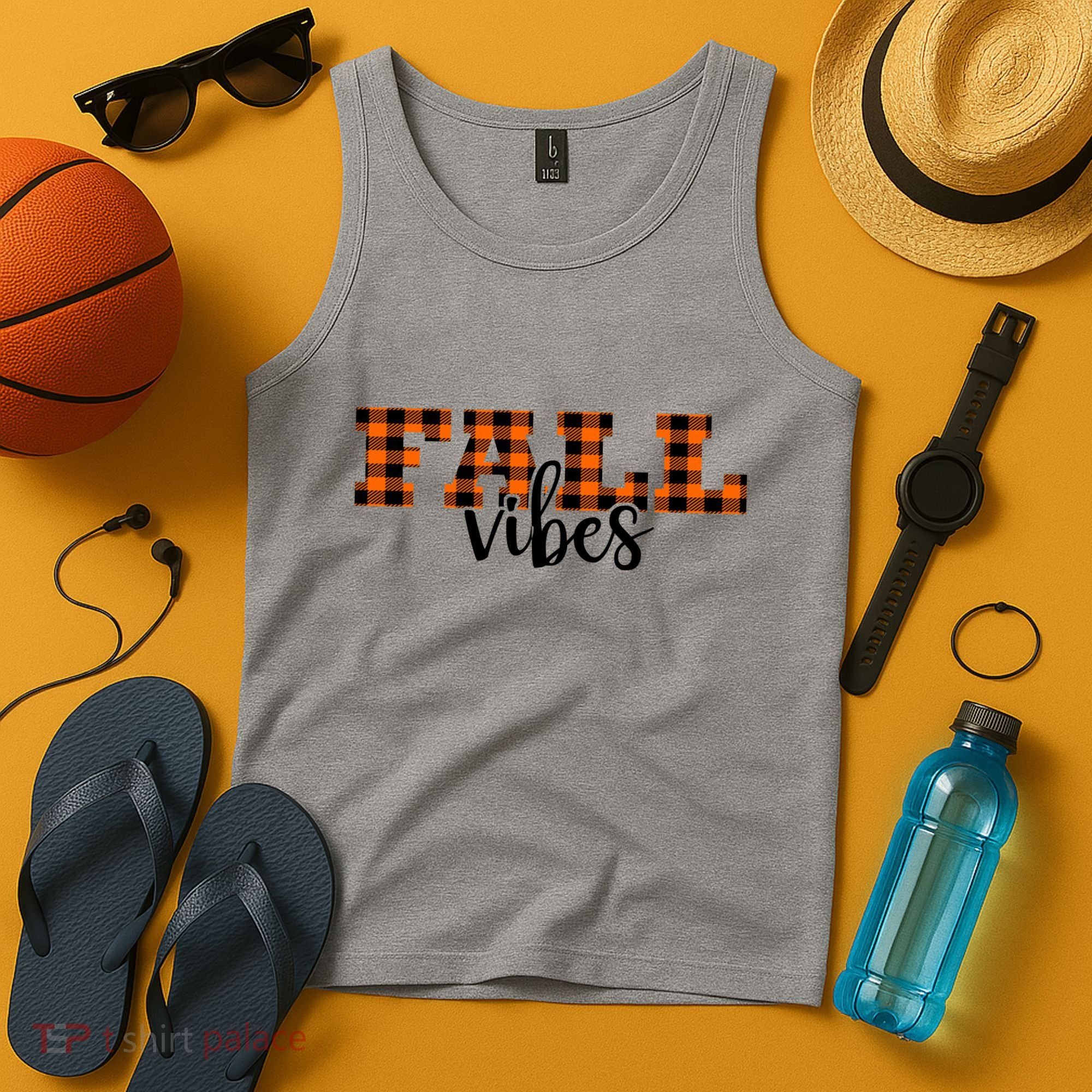 Fall Vibes Plaid October Tank Top