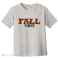 Fall Vibes Plaid October Toddler T-Shirt thumb 0