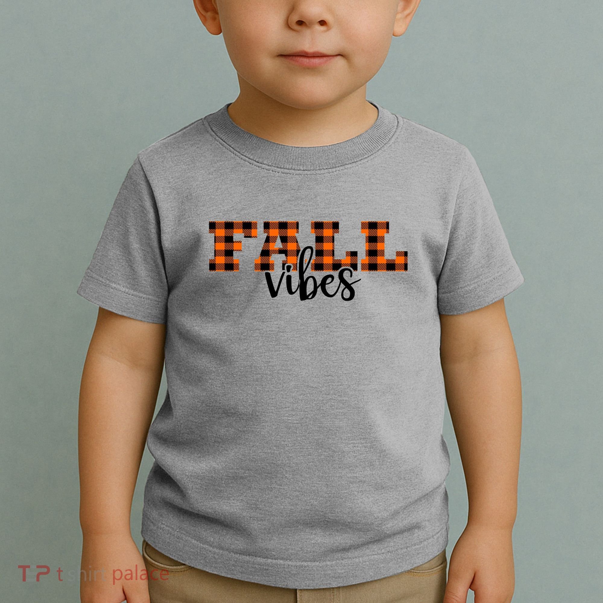 Fall Vibes Plaid October Toddler T-Shirt