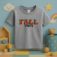 Fall Vibes Plaid October Toddler T-Shirt thumb 3